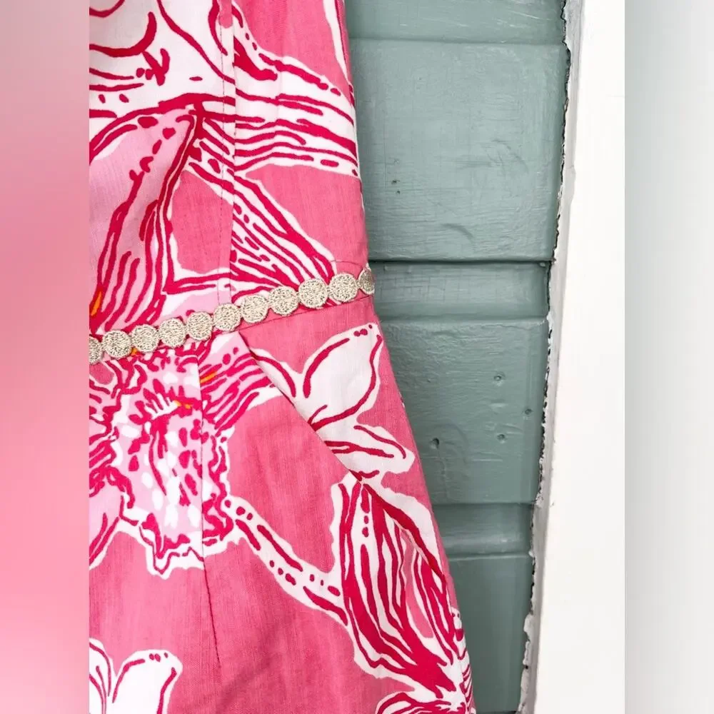 Lilly Pulitzer vintage bloomy dress pink floral tropical strapless preppy size 6 - Picture 3 of 9